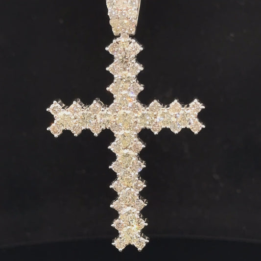 14k white gold and 7.50ct diamond Cross Pendant with round diamonds