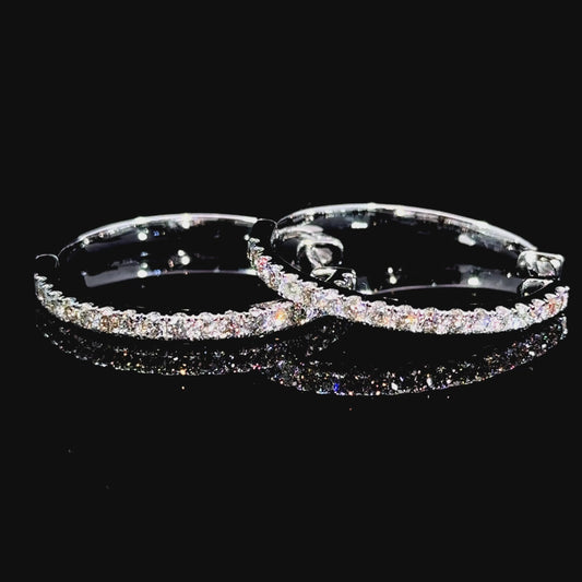10k white gold and diamond Hoop Earrings