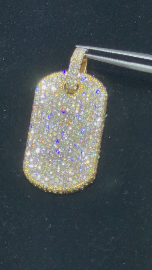 14k yellow gold and diamond Dog Tag Pendant