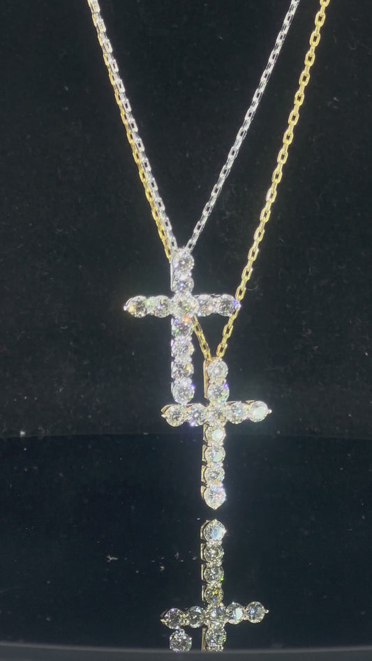 14k yellow gold or White Gold and diamond Cross Pendant