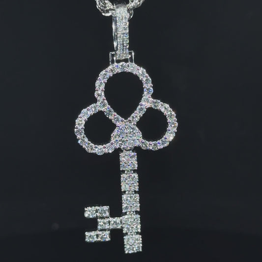 14k white gold and diamond Key Pendant