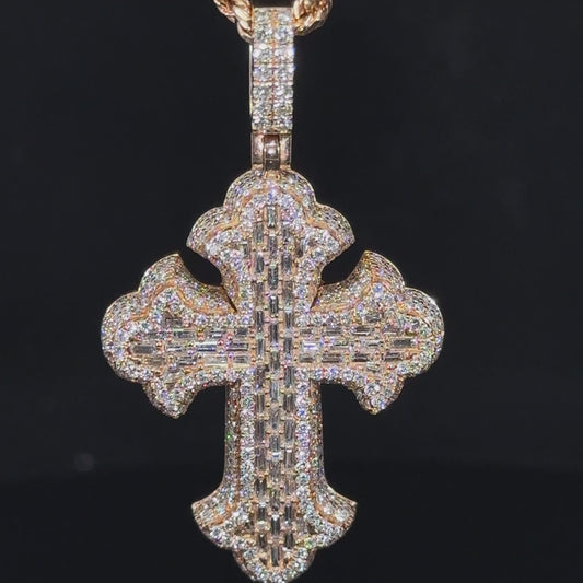 14k Rose gold and diamond Cross Pendant