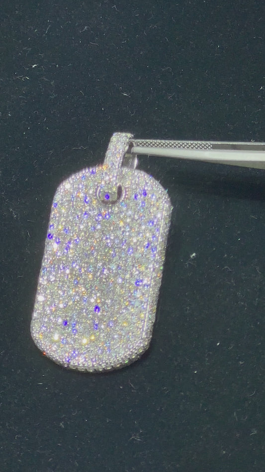 14k white gold and diamond Dog Tag Pendant