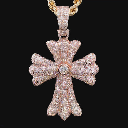 14k Rose gold and diamond Cross Pendant