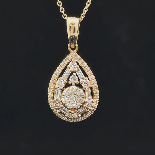 14k yellow gold and diamond Pear Shape Fancy Pendant