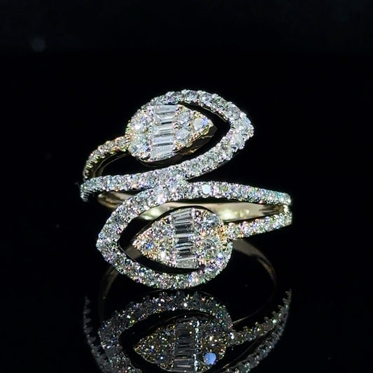 14k Two Tone White and Yellow gold and diamond Ring