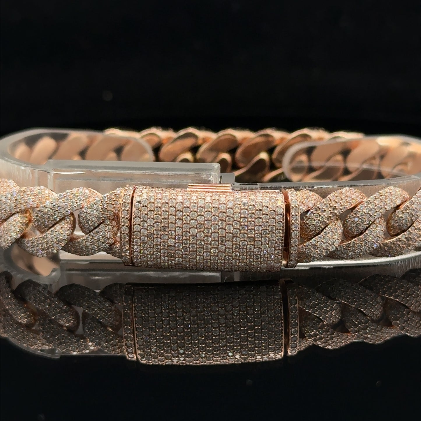 10k Rose gold and Diamond Pavé Cuban Bracelet