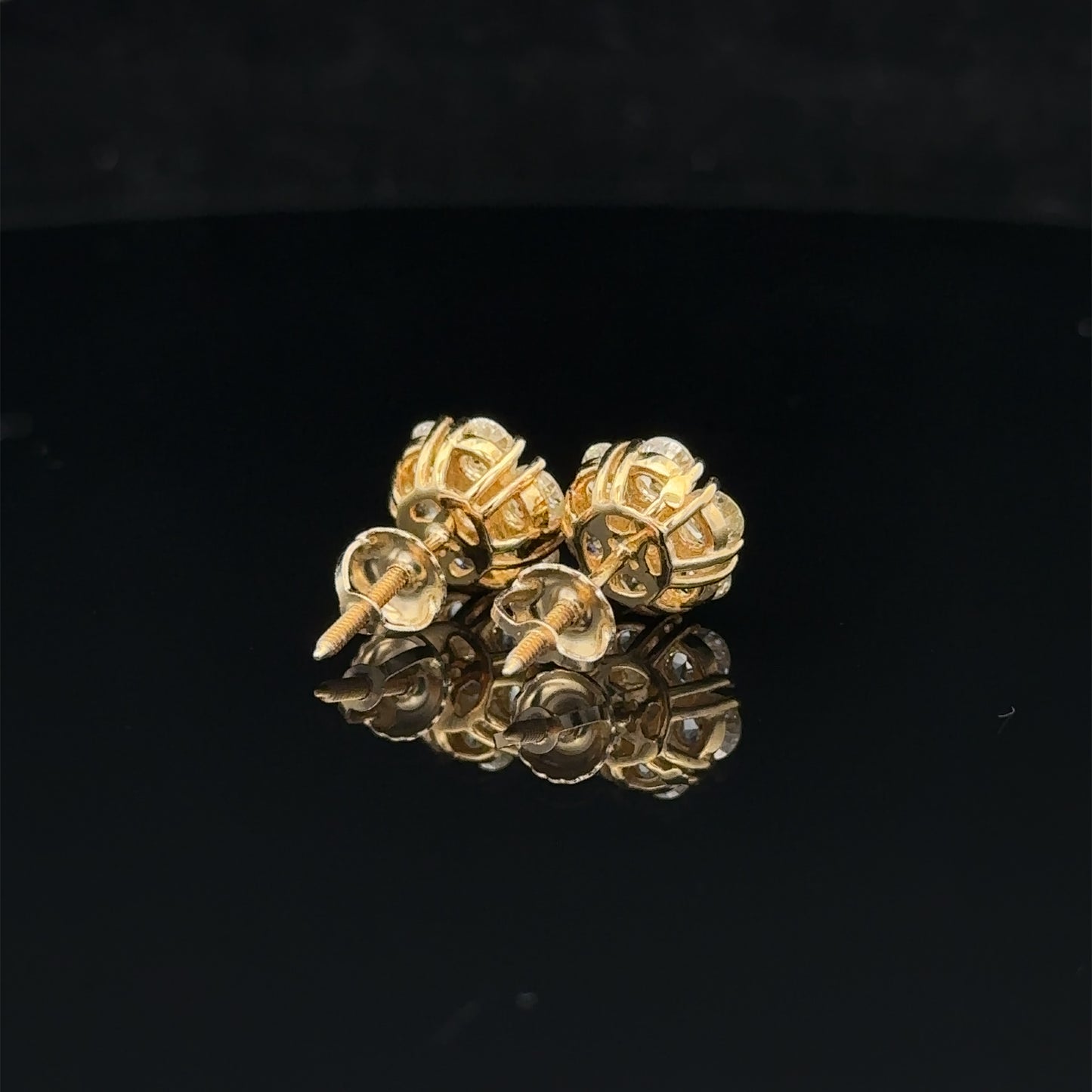 14k yellow gold and diamond flower Earrings (12 pointer)