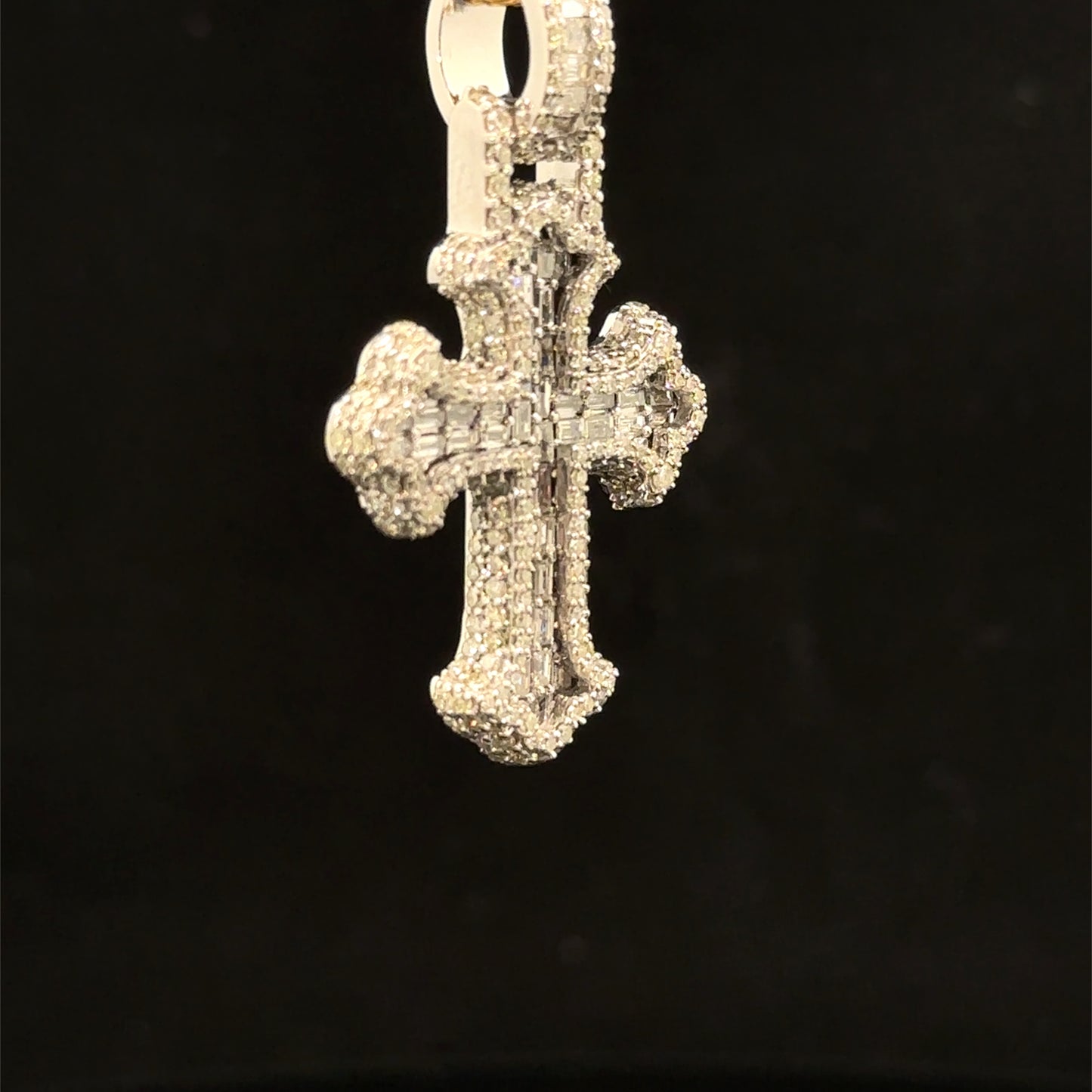 10K White Gold Cross Pendant with Diamonds