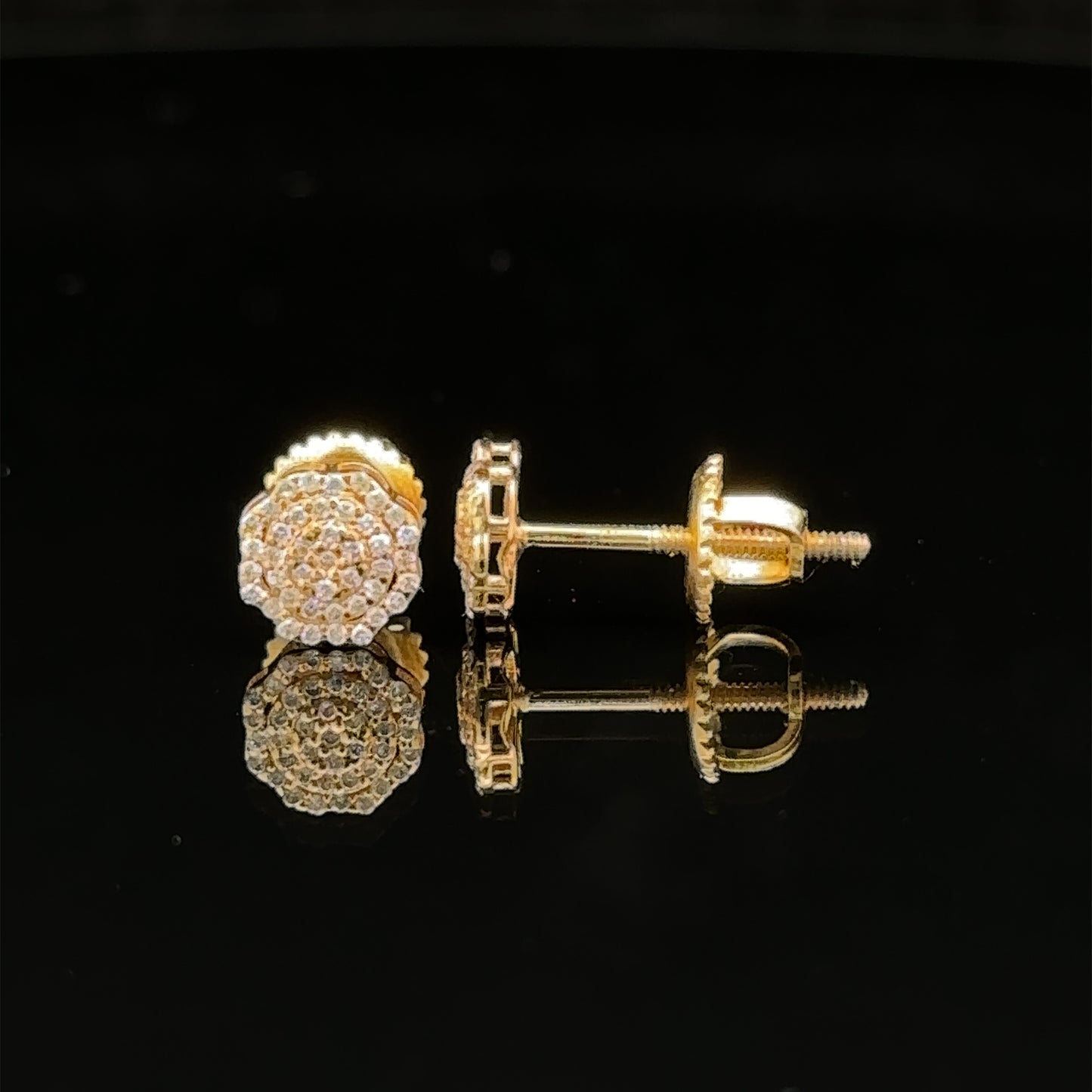 14k yellow gold and diamond flower earrings