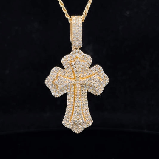14k yellow gold and diamond Cross Pendant and 10k yellow gold Chain