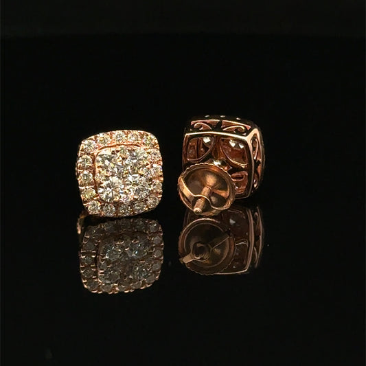 14k Rose Gold and Diamond Earrings