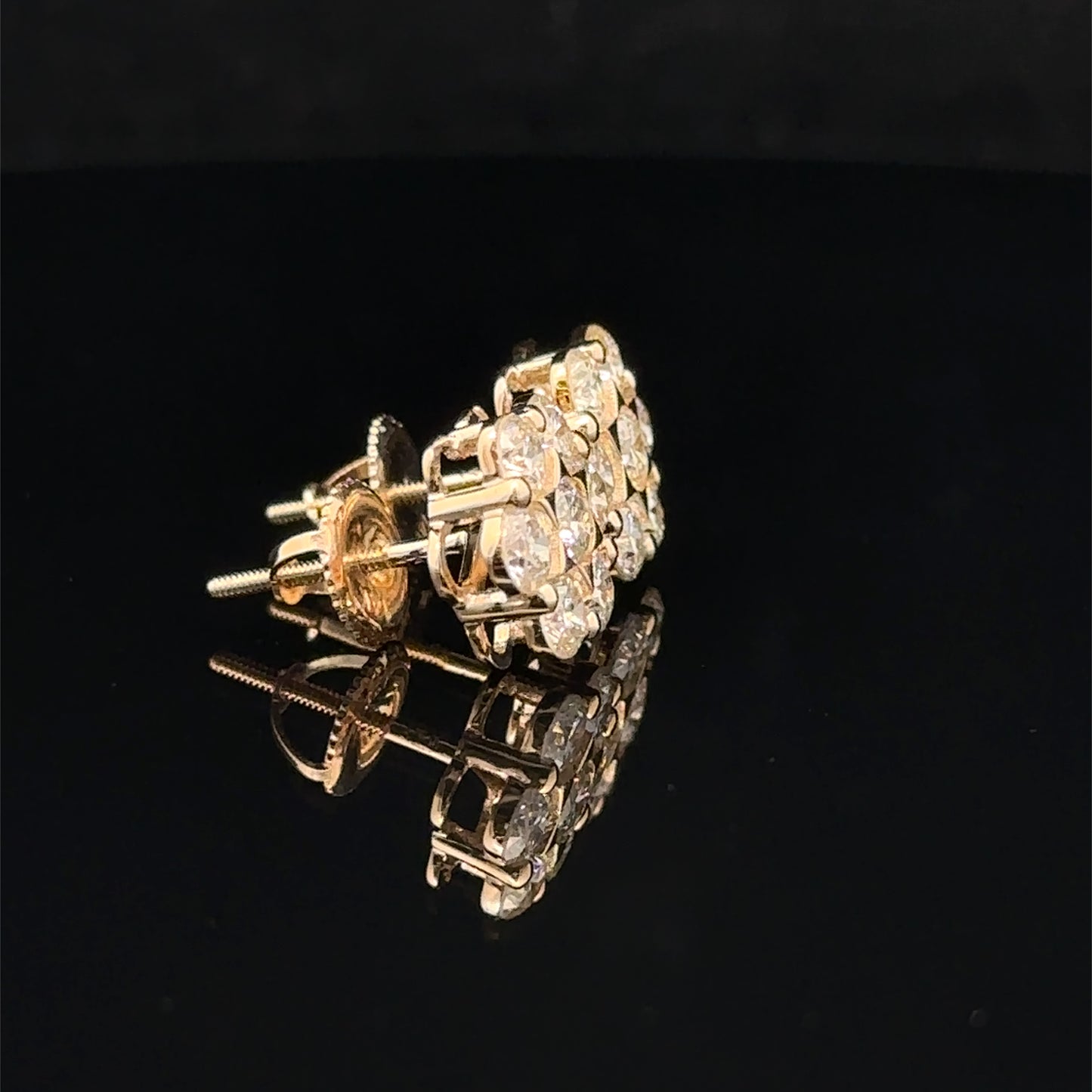 14k Yellow Gold Diamond Flower Earrings – Delicate & Luxurious Fine Jewelry