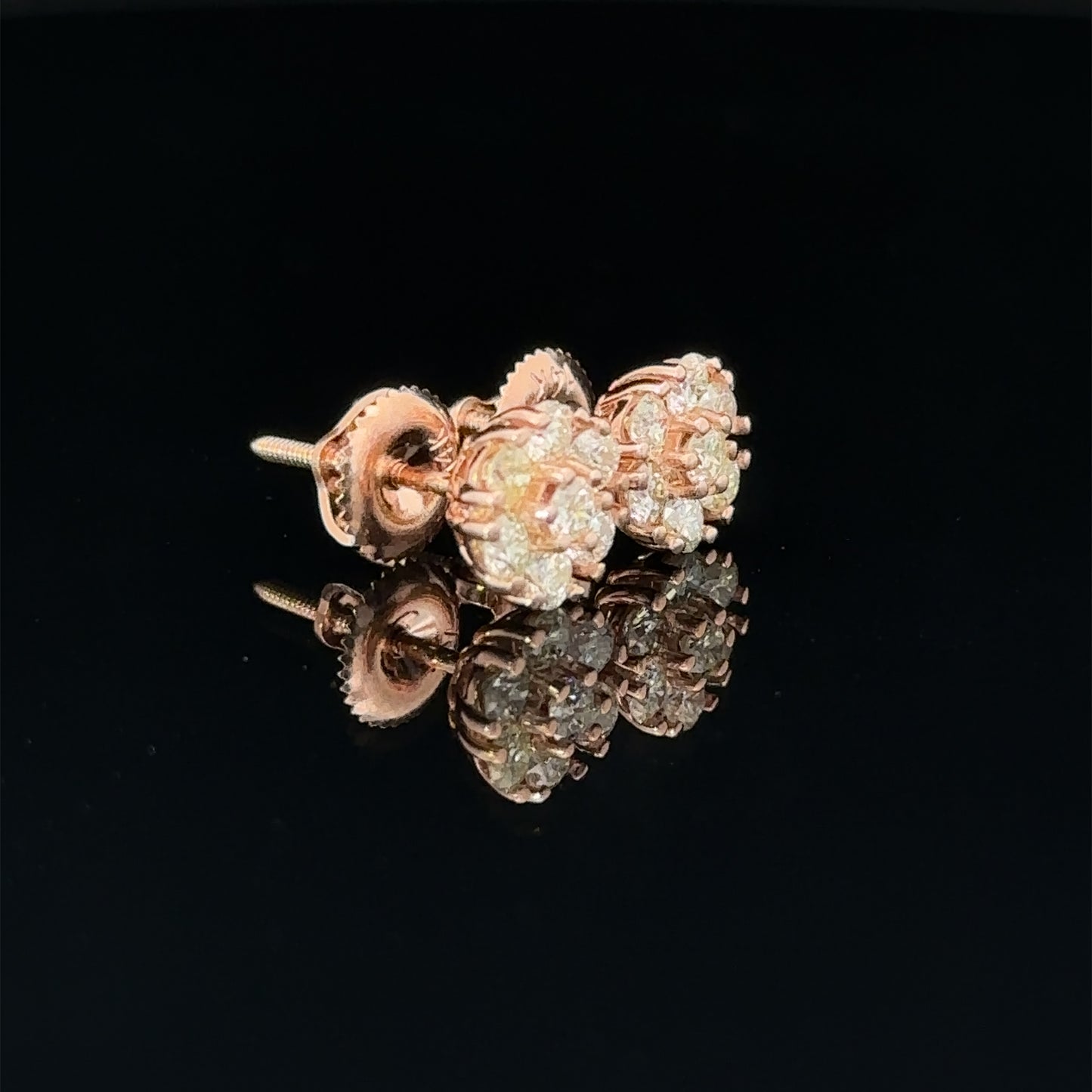 14k rose gold and diamond Flower Earrings (5 pointer)