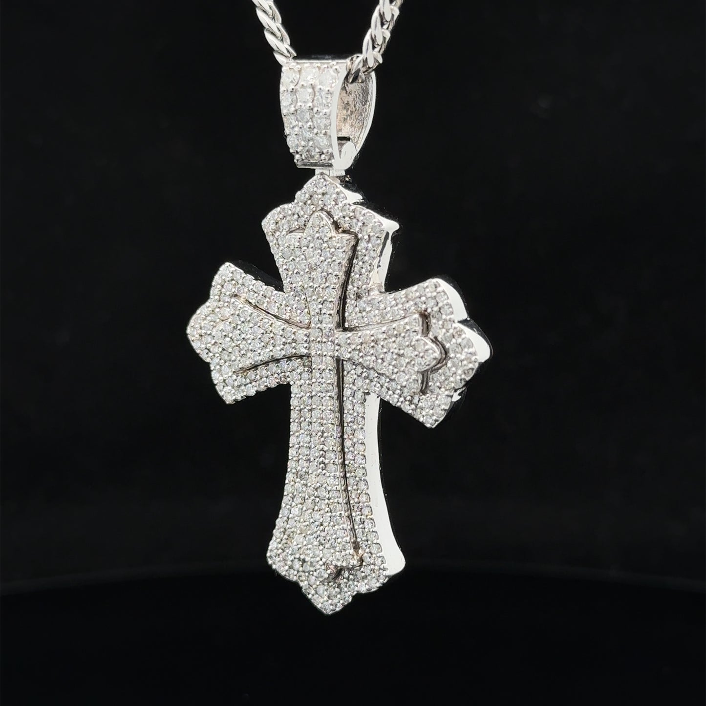 14k white gold and diamond Cross Pendant and 14k white gold Chain