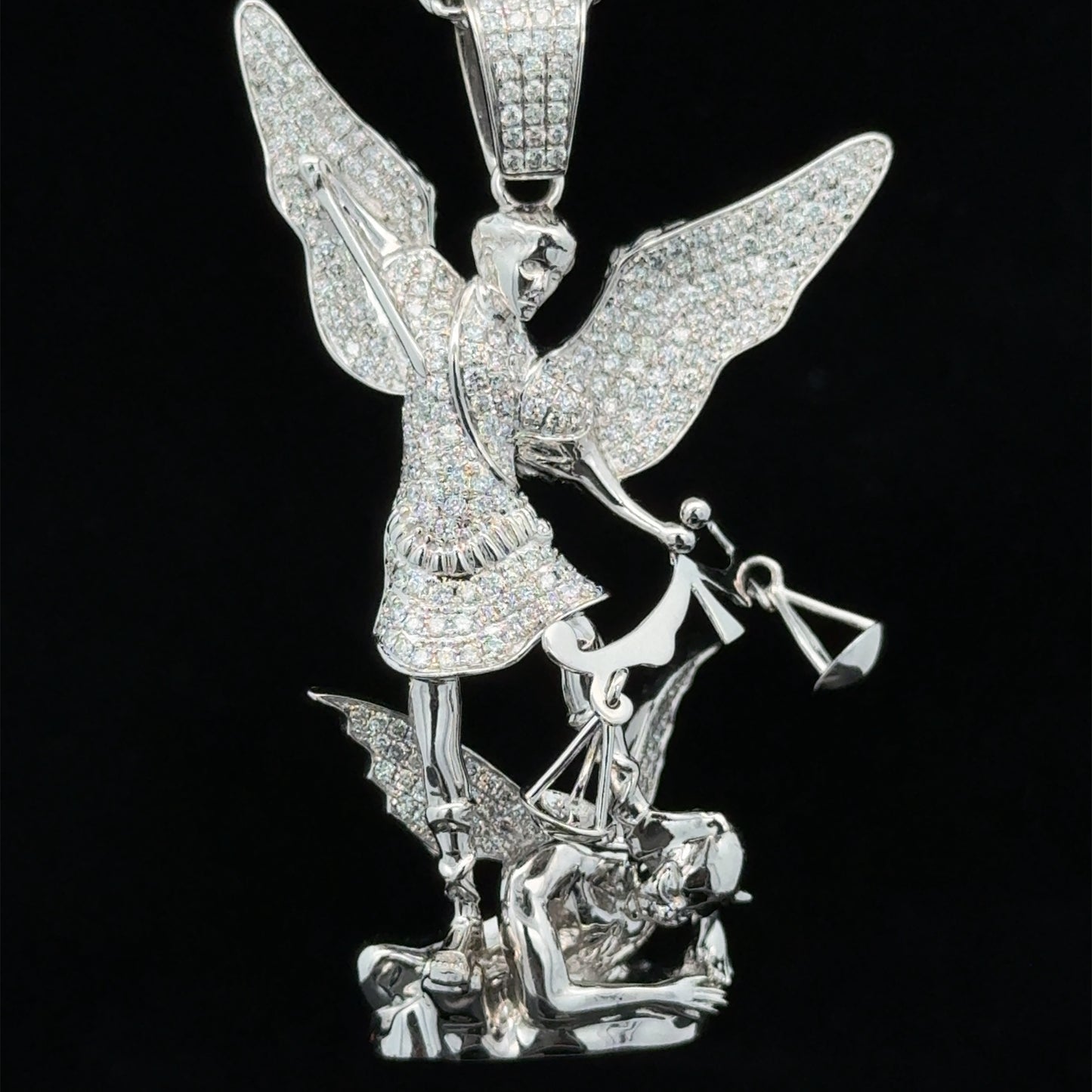 14k white gold and diamond Angel Pendant