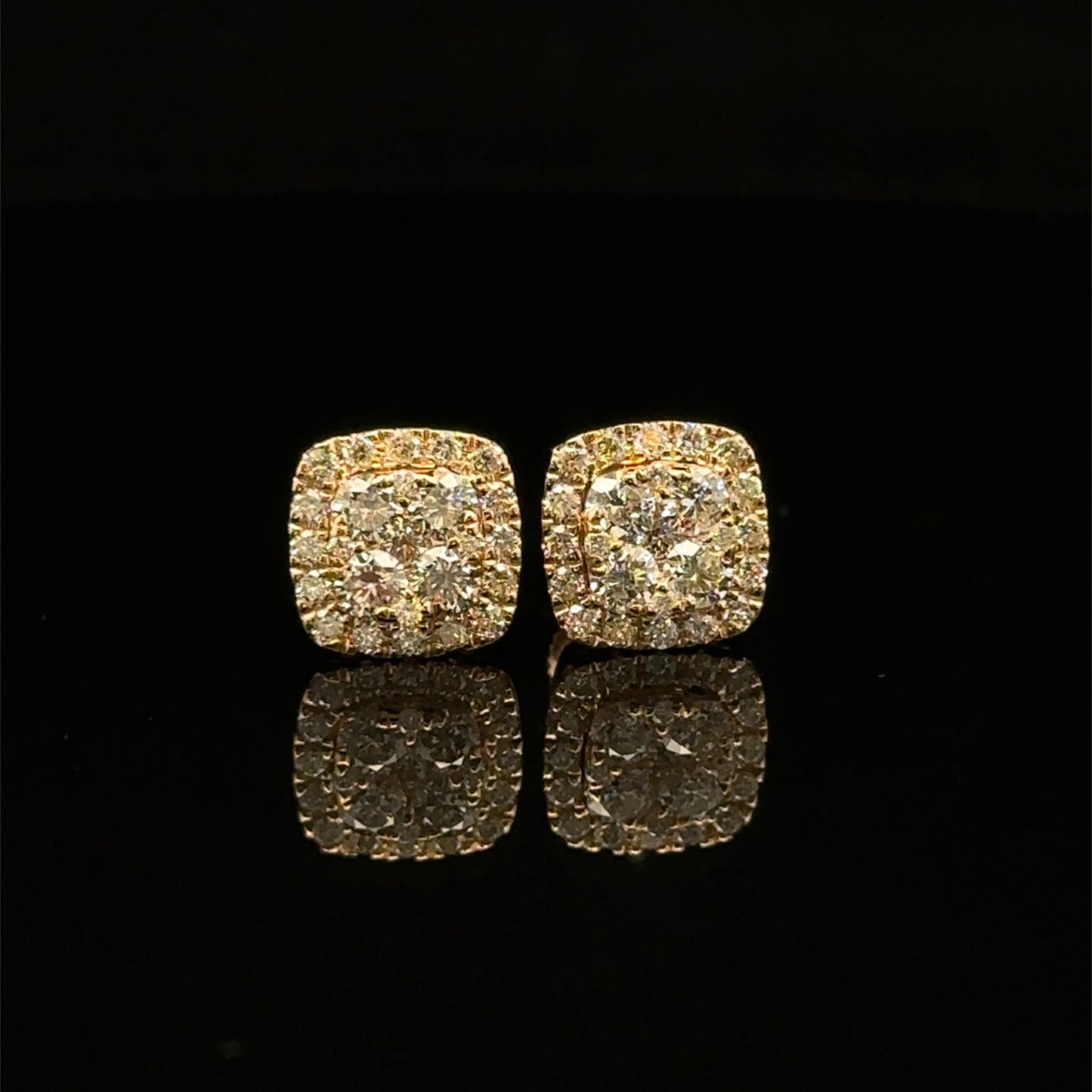 14k Yellow Gold and Diamond Earrings