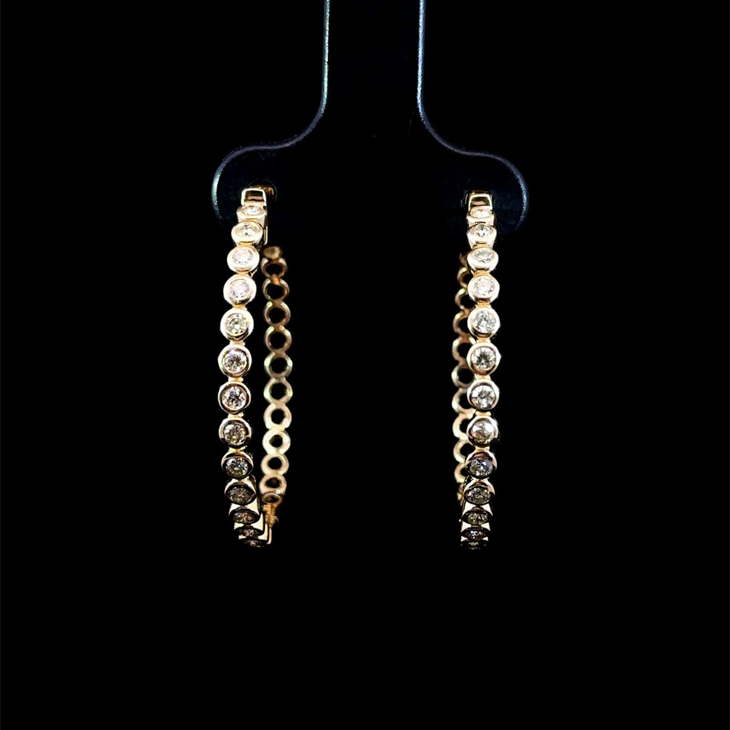 10k Yellow gold and diamond Hoop Earrings