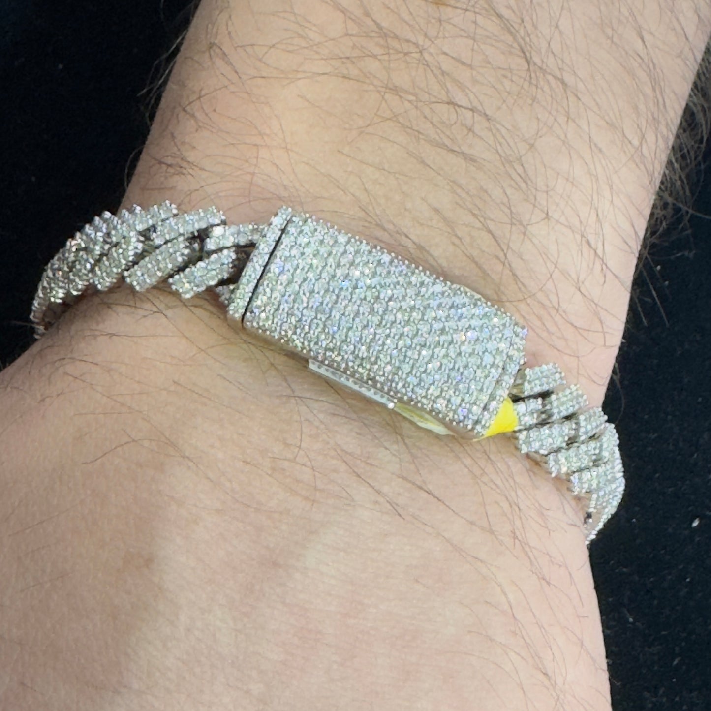 14k White Gold and Diamond Miami Cuban Bracelet (Solid, Box Clasp)