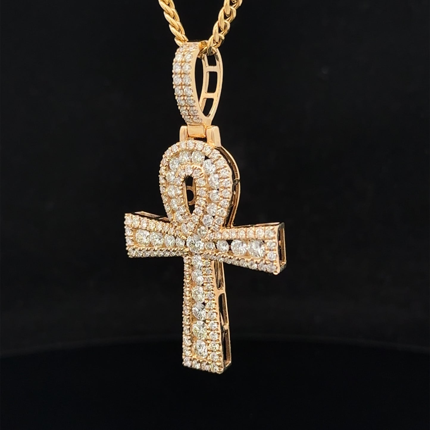 14k yellow gold and diamond Ankh Pendant