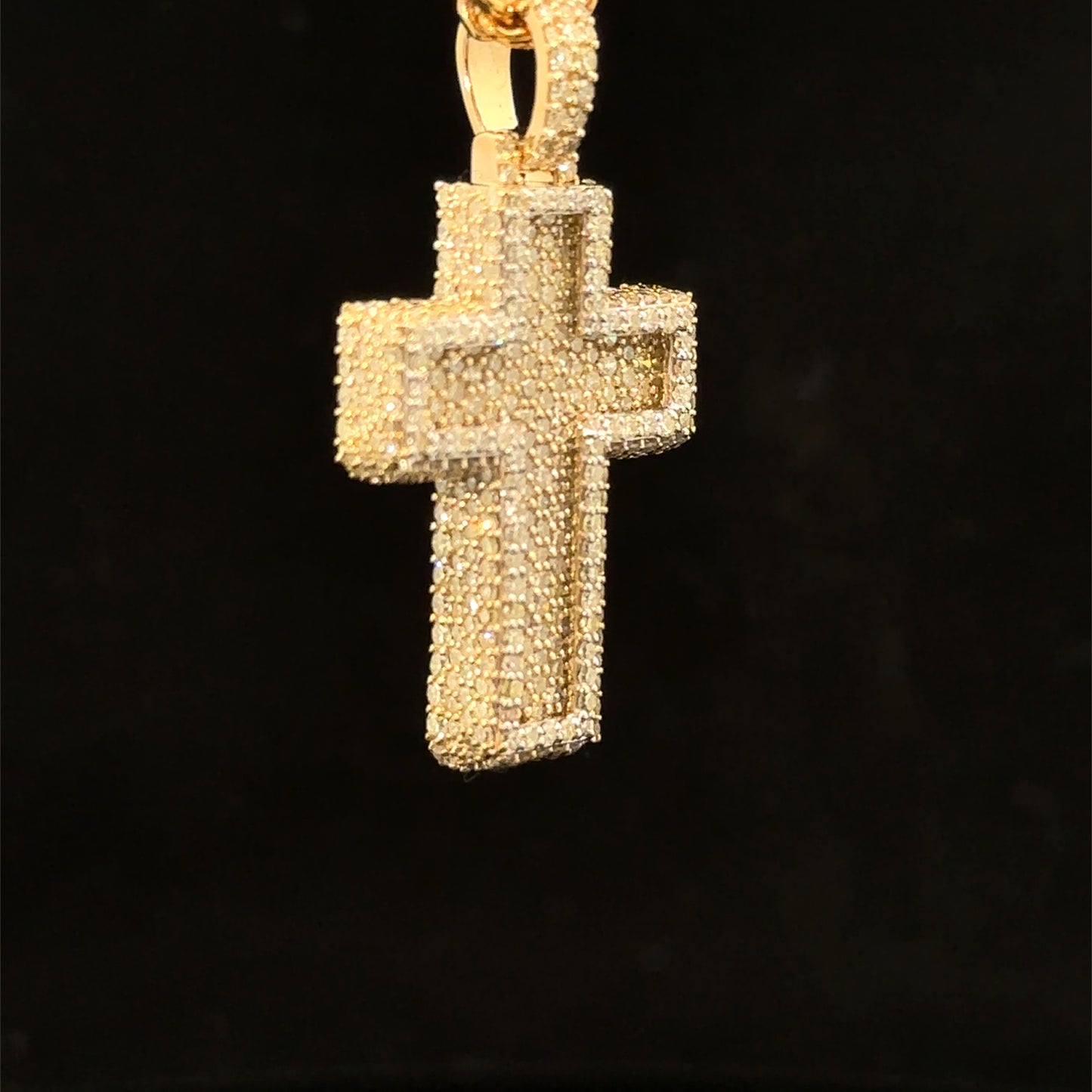 10K Yellow Gold Cross Pendant with Diamonds