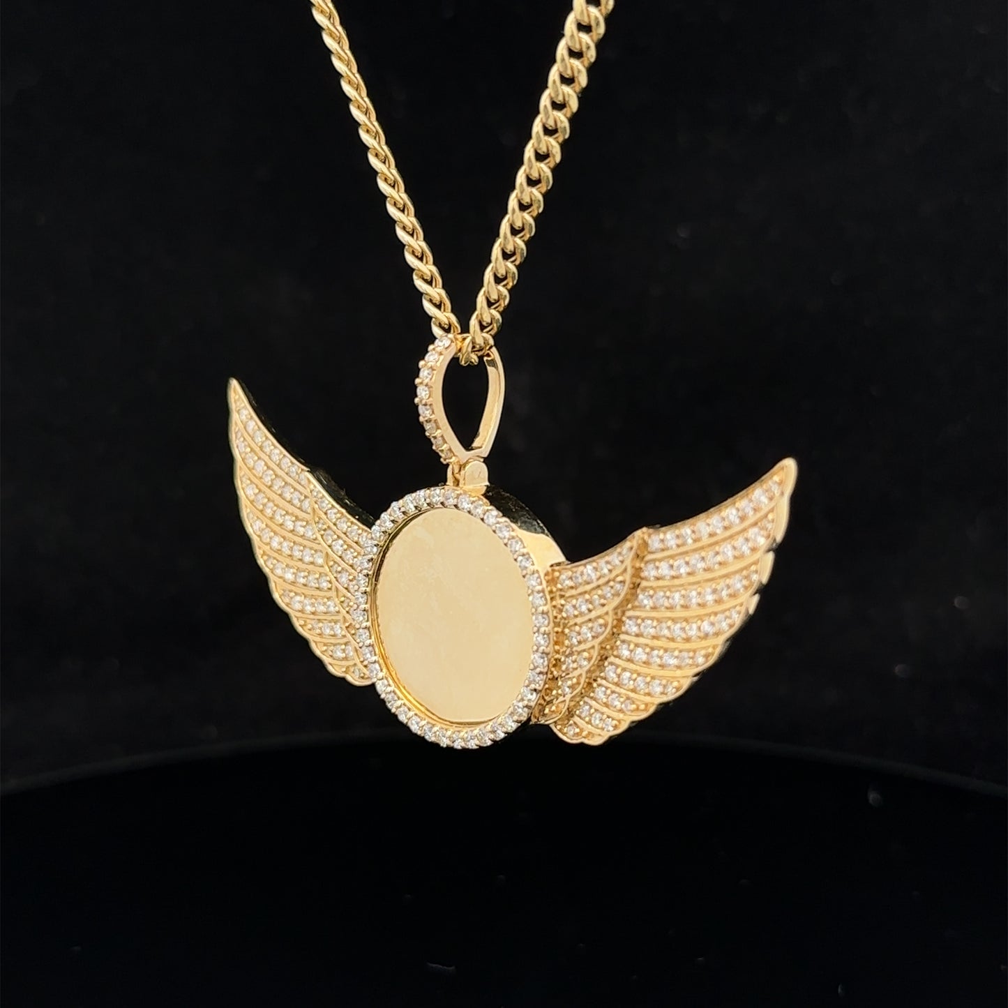 14k yellow gold and diamond Wing Picture pendant