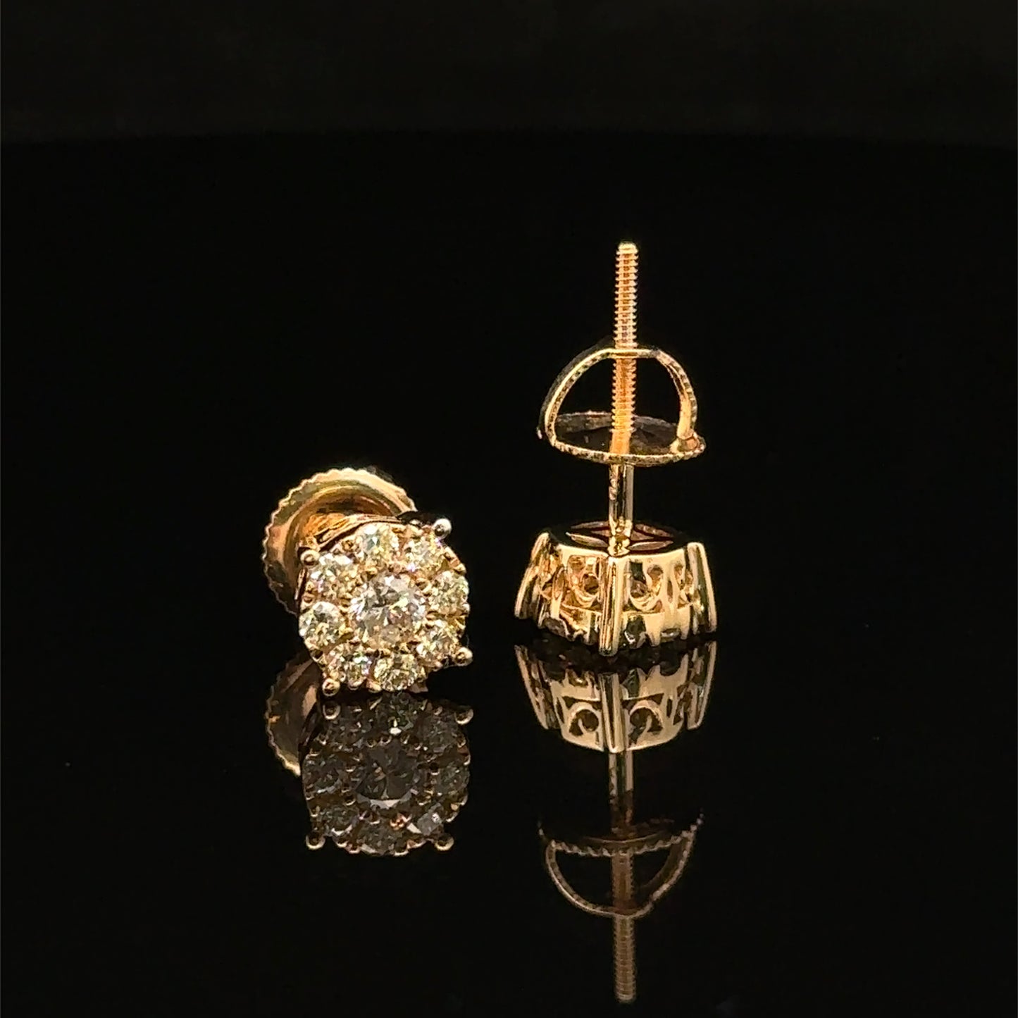 14k Yellow Gold and Diamond Earrings - Elegant & Timeless Jewelry