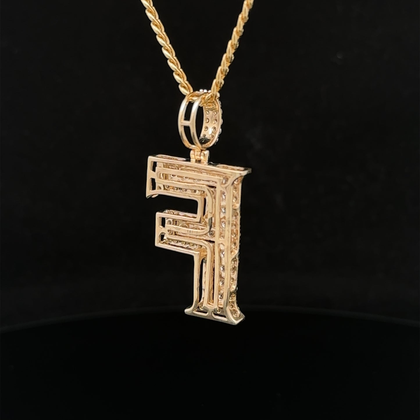 14k yellow gold & diamond F Initial Pendant