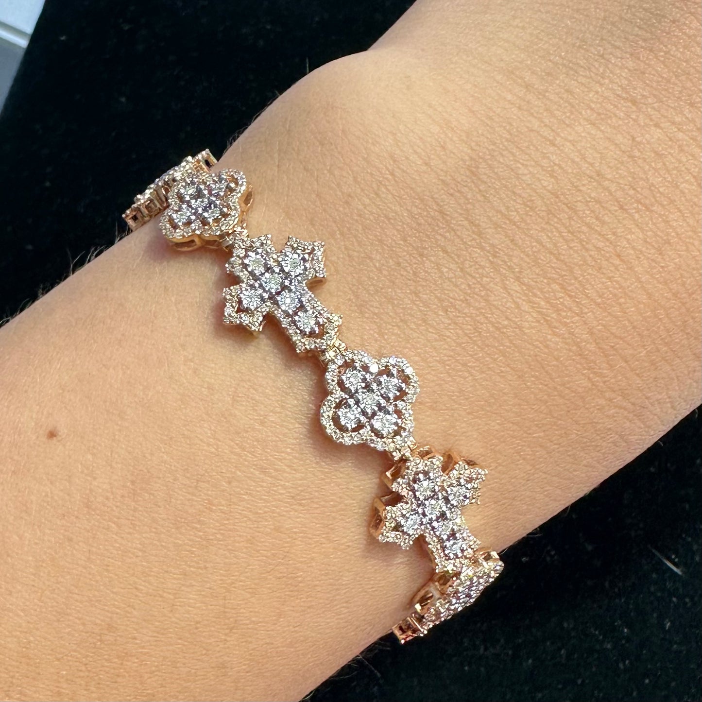 10k rose gold and diamond Cross Bracelet