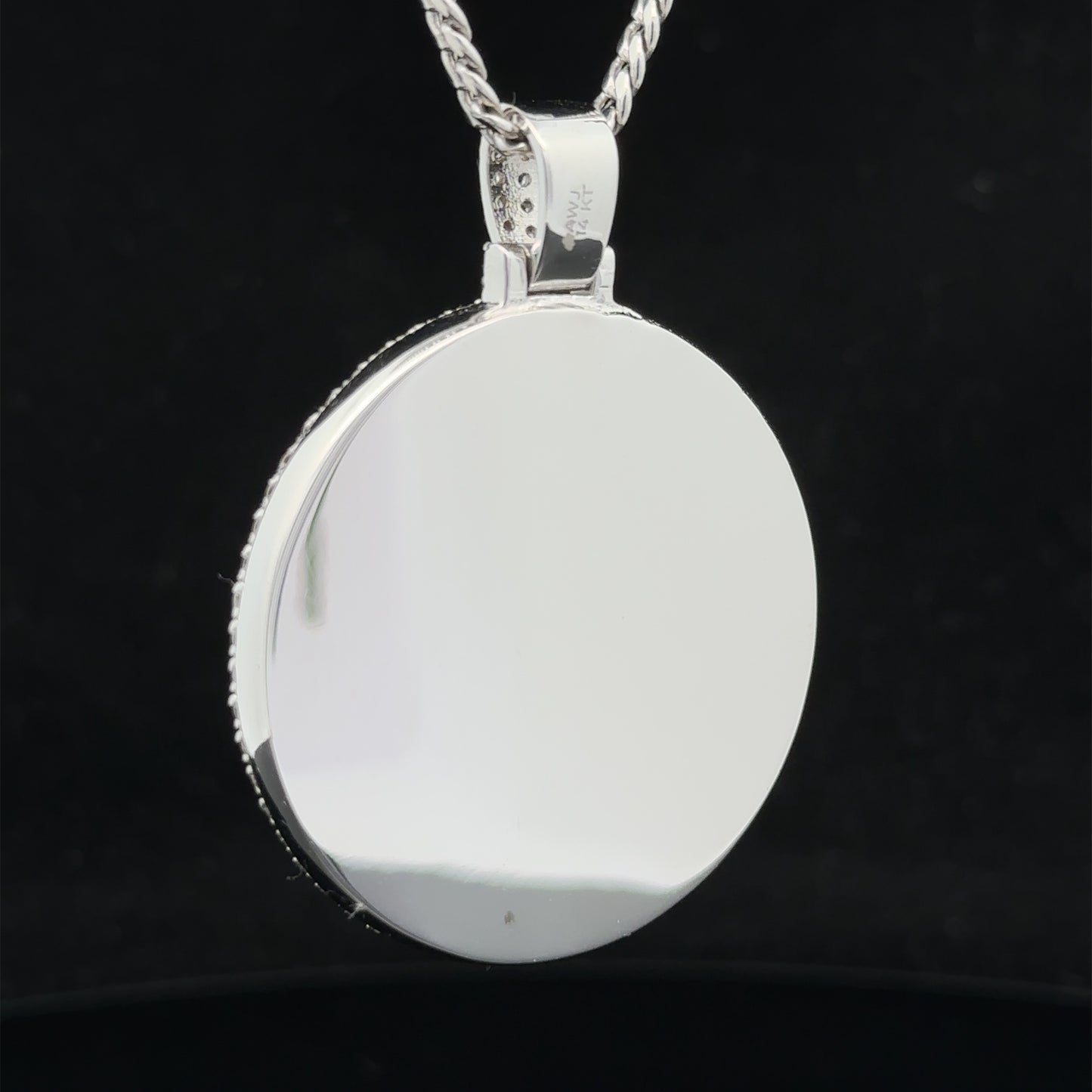 14k white gold and diamond Picture Pendant