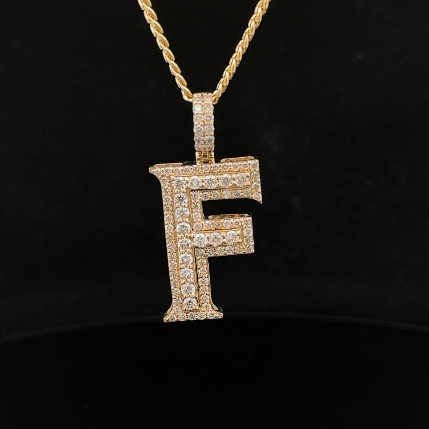 14k yellow gold & diamond F Initial Pendant