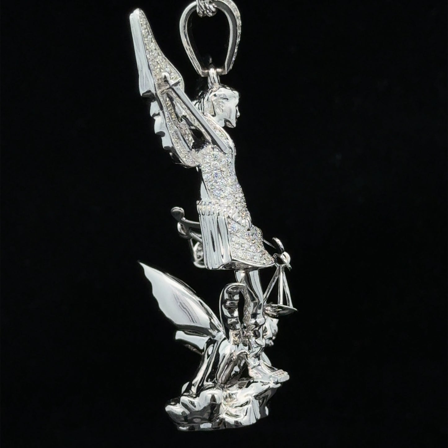 14k white gold and diamond Angel Pendant