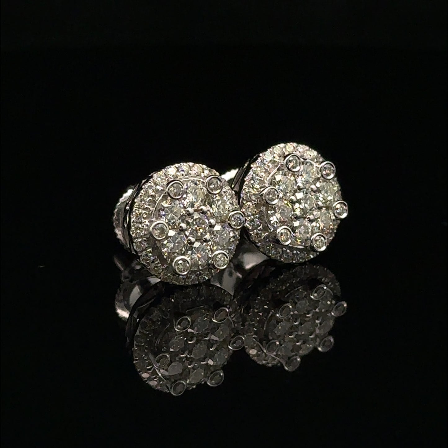14K White Gold Jumbo Natural Diamond Earrings