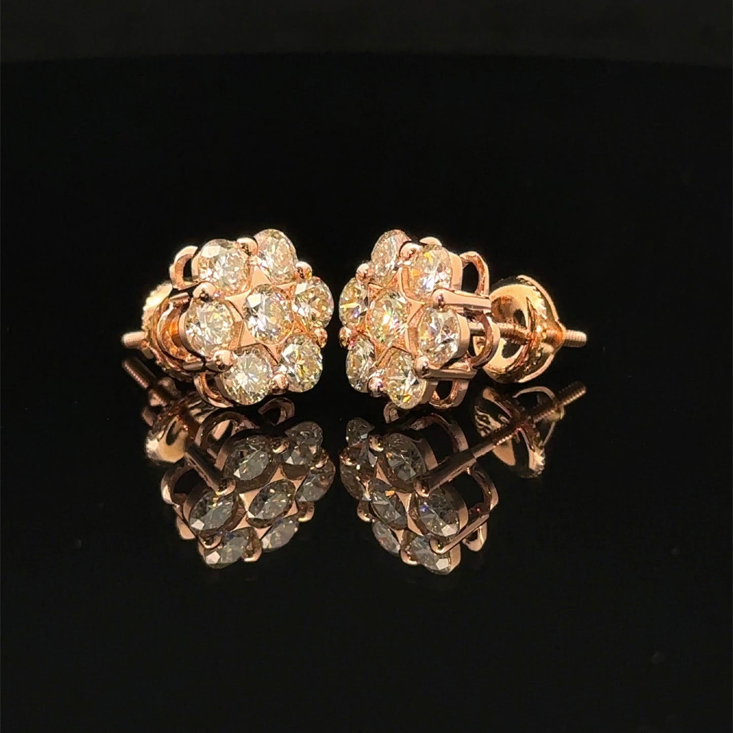 14k Rose Gold Diamond Flower Earrings – Delicate & Luxurious Fine Jewelry