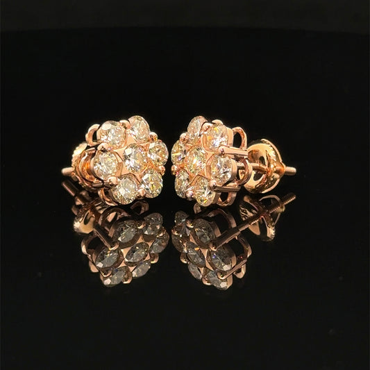 14k Rose Gold Diamond Flower Earrings – Delicate & Luxurious Fine Jewelry