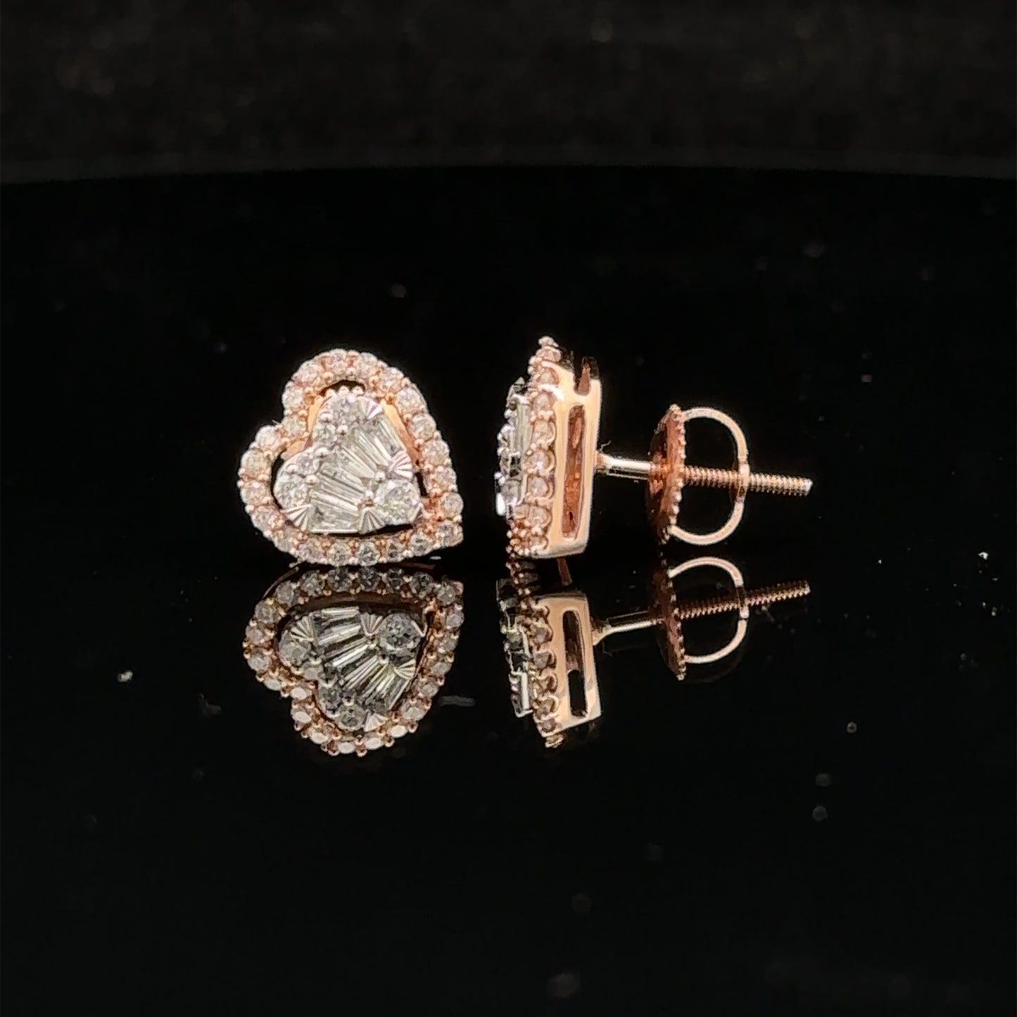 14k two-tone: rose and white gold and diamond Earrings