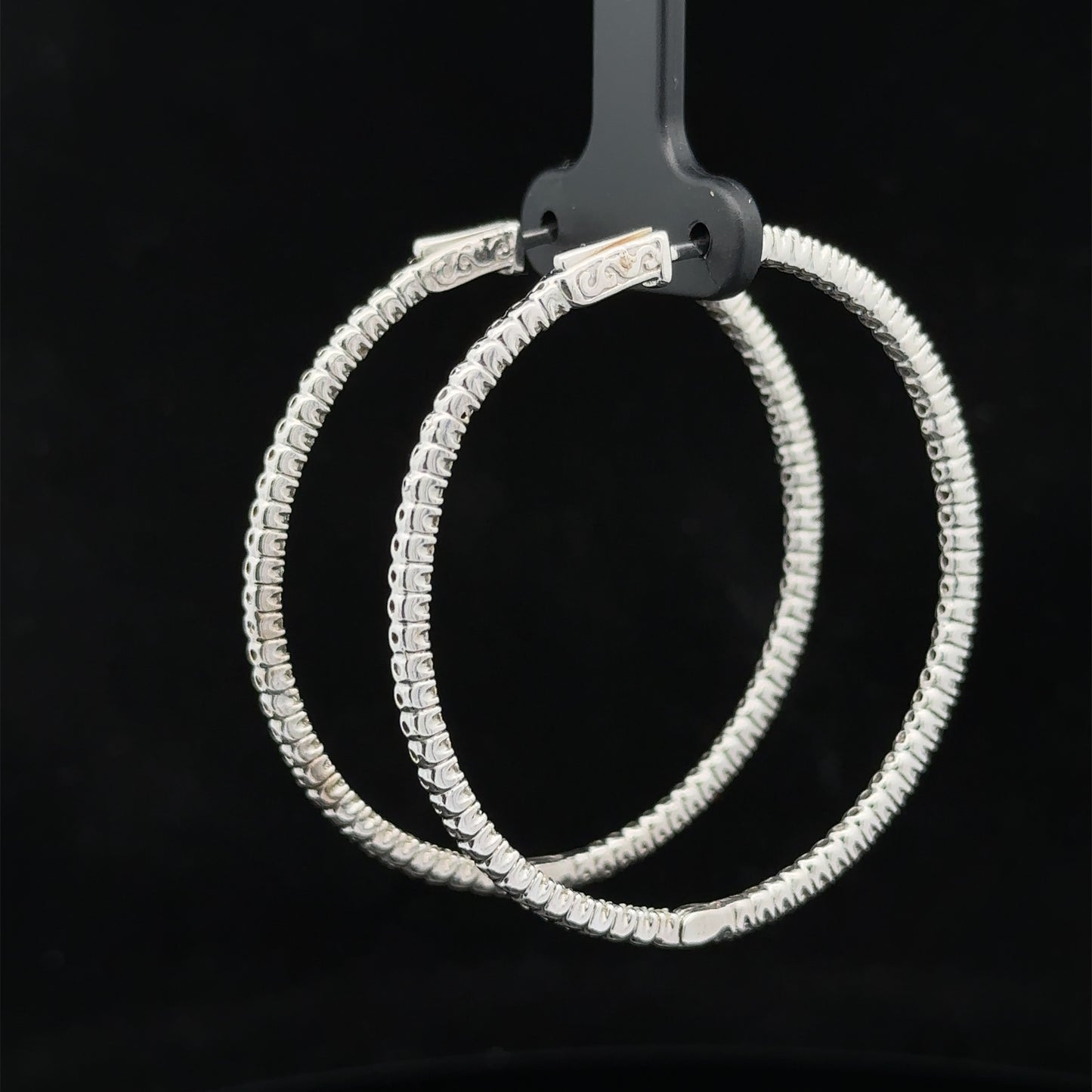 14k white gold and diamond Hoop Earrings