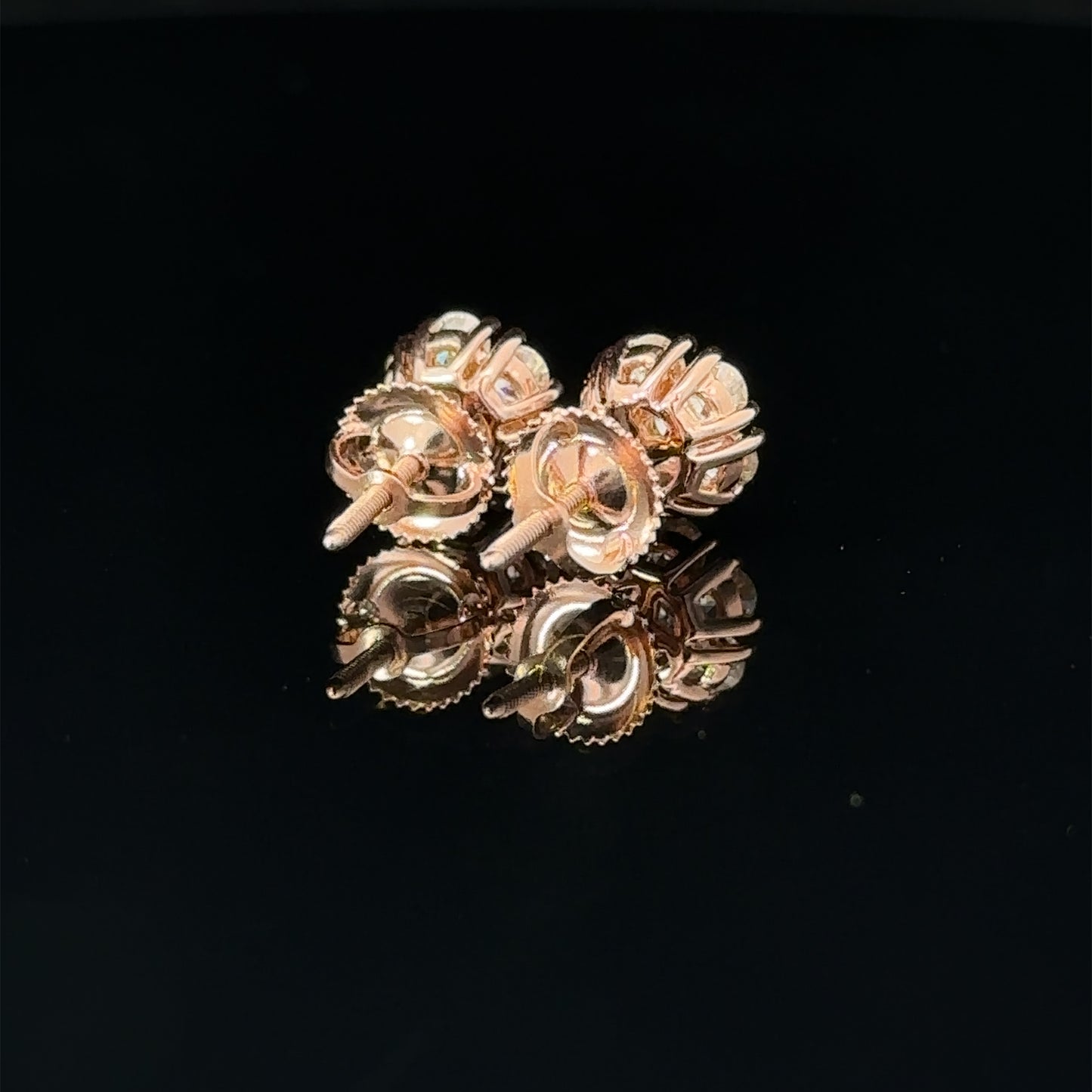 14k rose gold and diamond Flower Earrings (5 pointer)