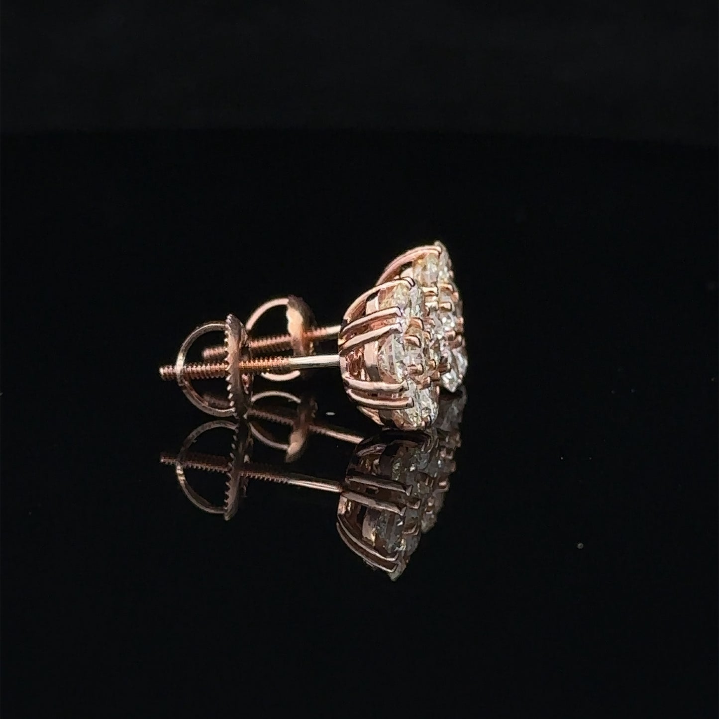 14k rose gold and diamond flower Earrings (13 pointer)