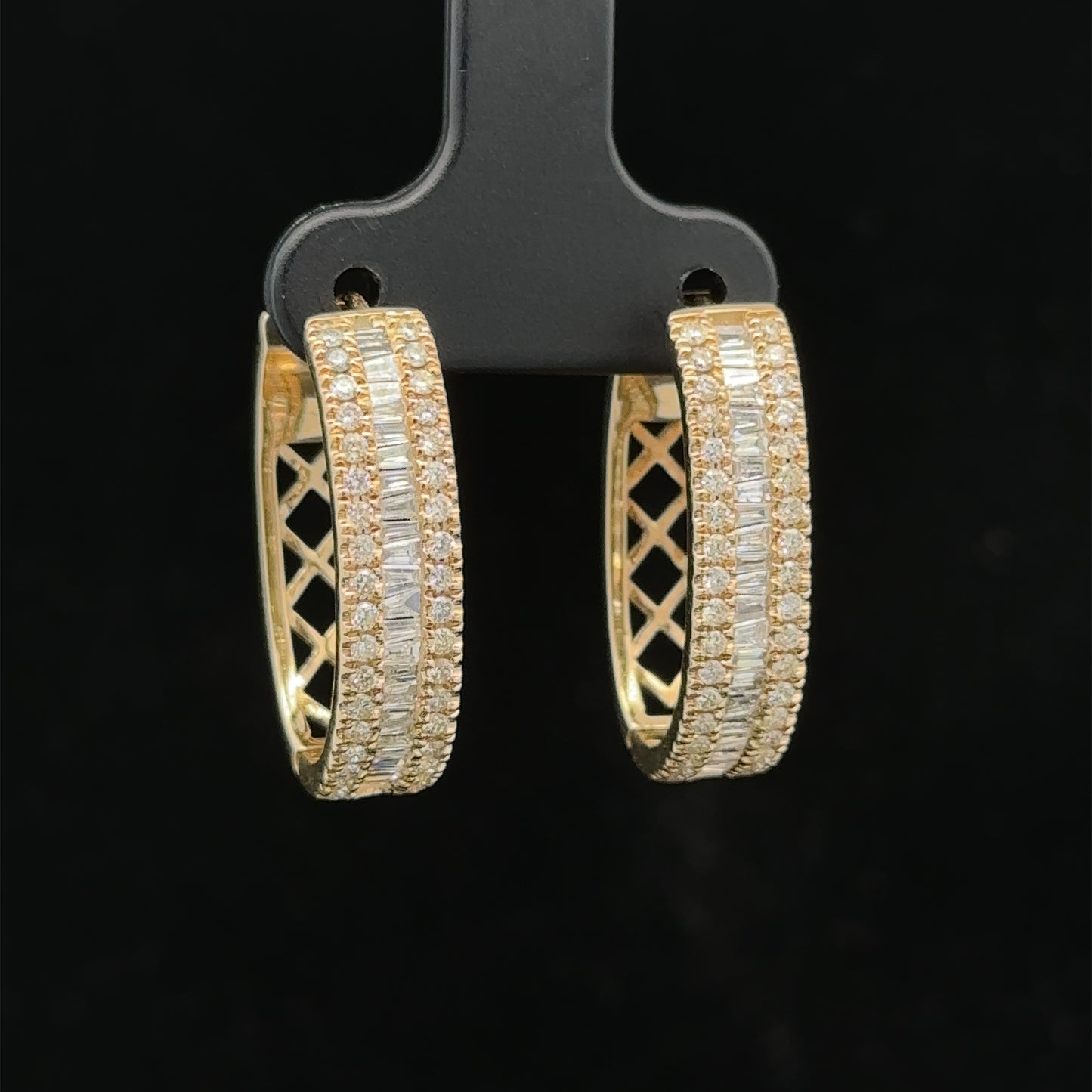 14k yellow gold and diamond Hoop Earrings