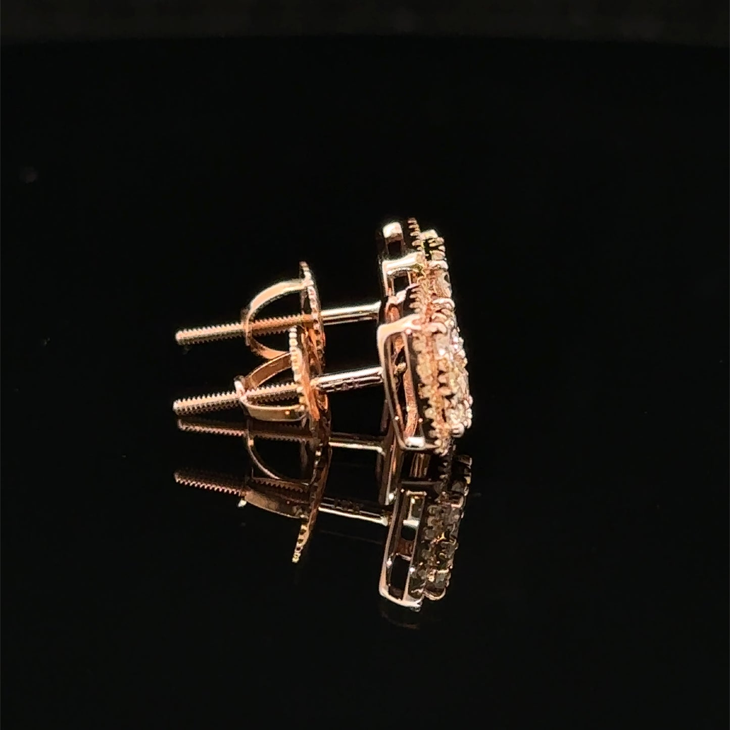 14k Rose Gold and Diamond Earrings