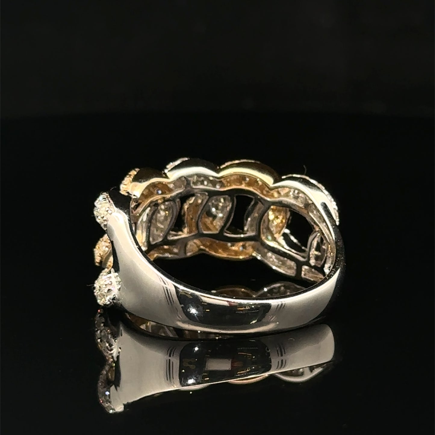 14k two-tone gold Cuban Ring