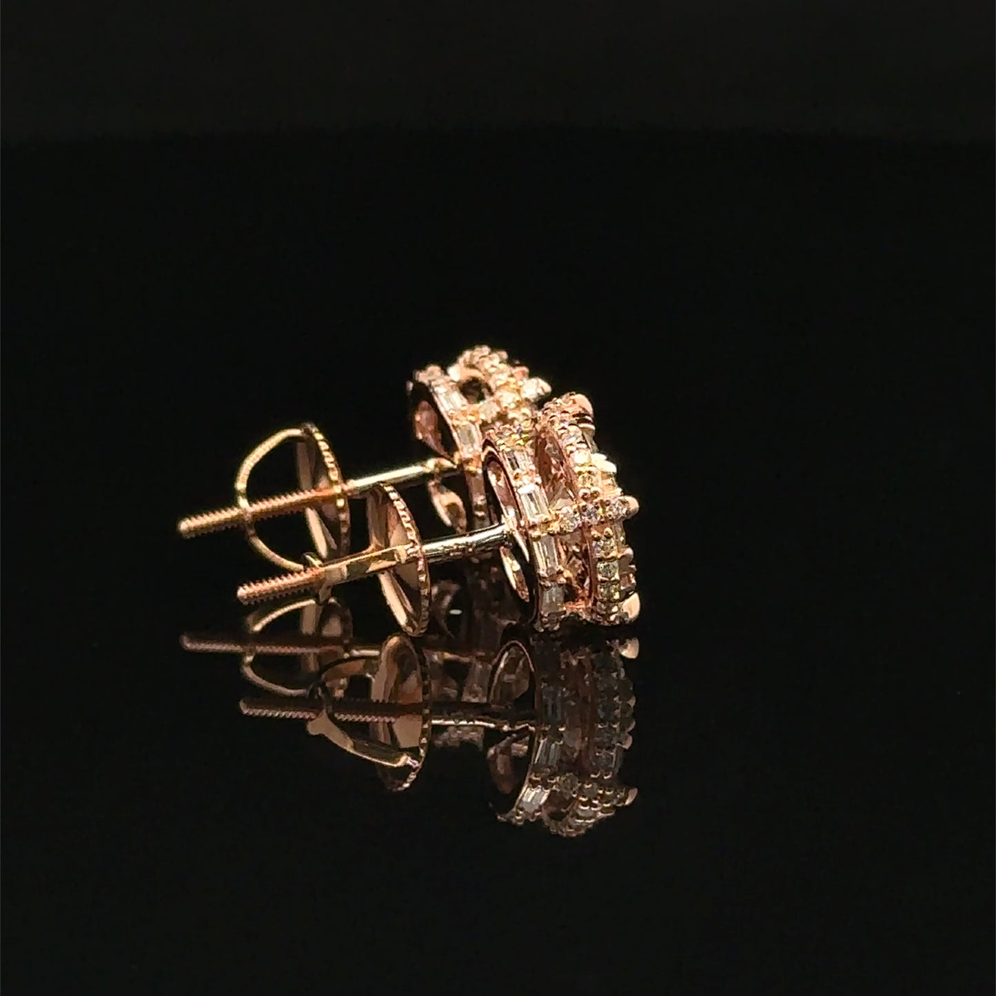 14k Rose Gold and Diamond Earrings