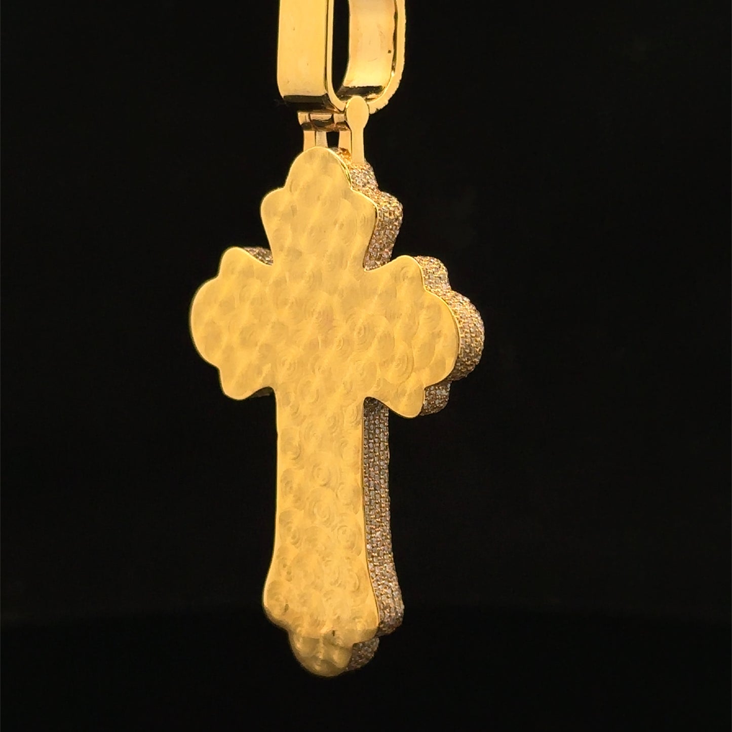 10K Yellow Gold Cross Pendant with Diamonds & Multicolored Stones