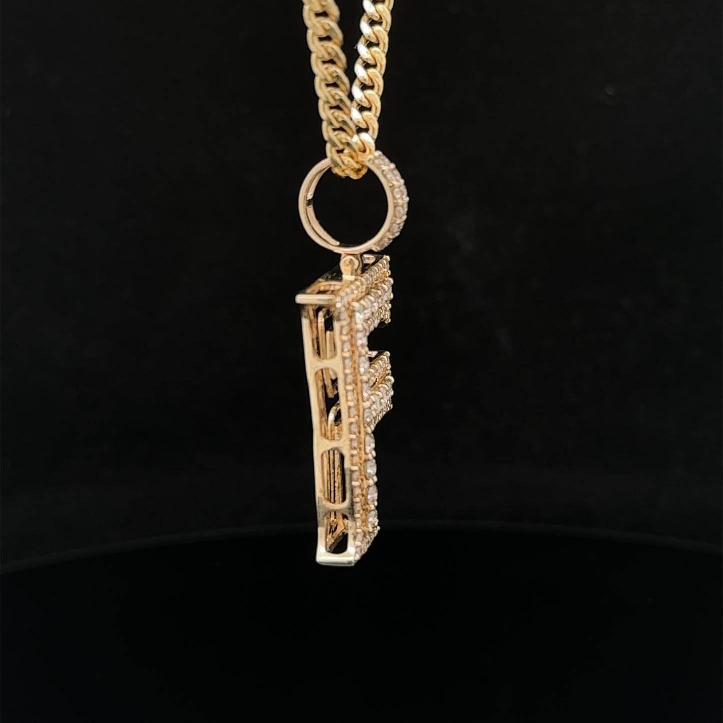 14k yellow gold & diamond F Initial Pendant