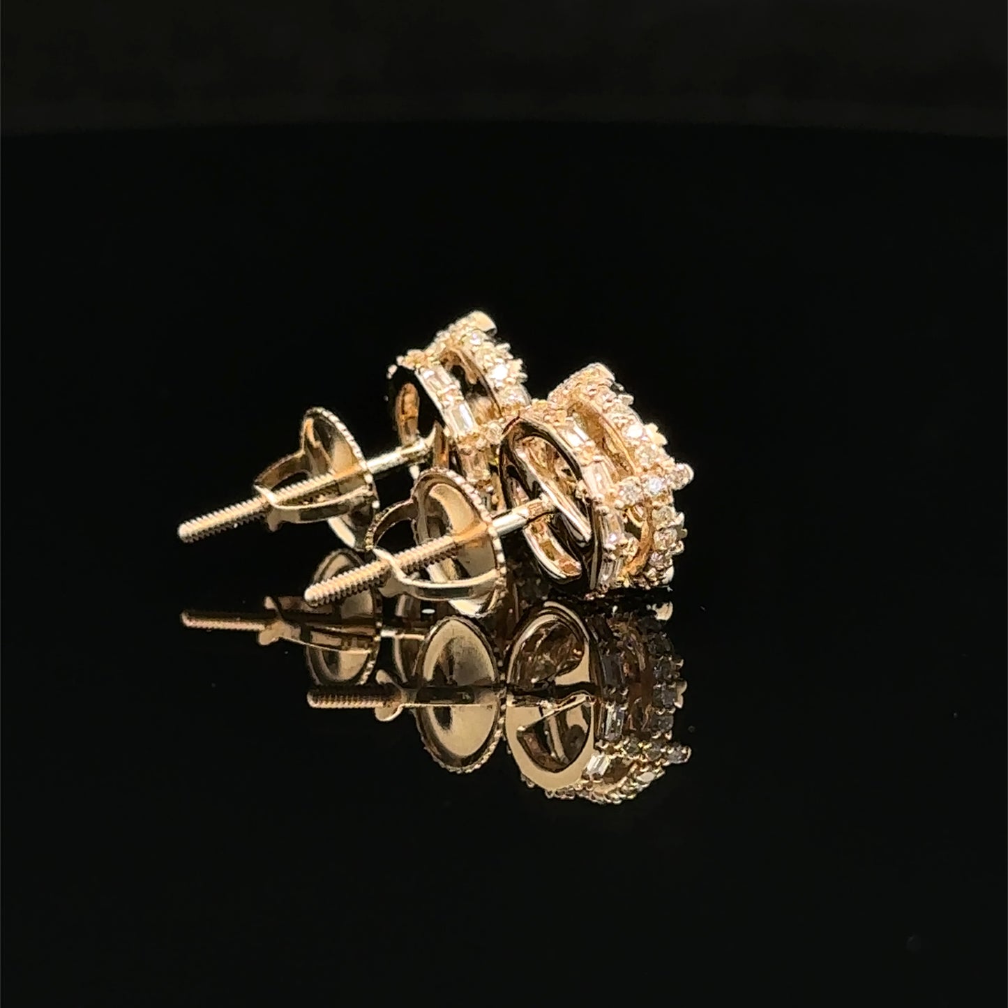 14k Yellow Gold and Diamond Earrings