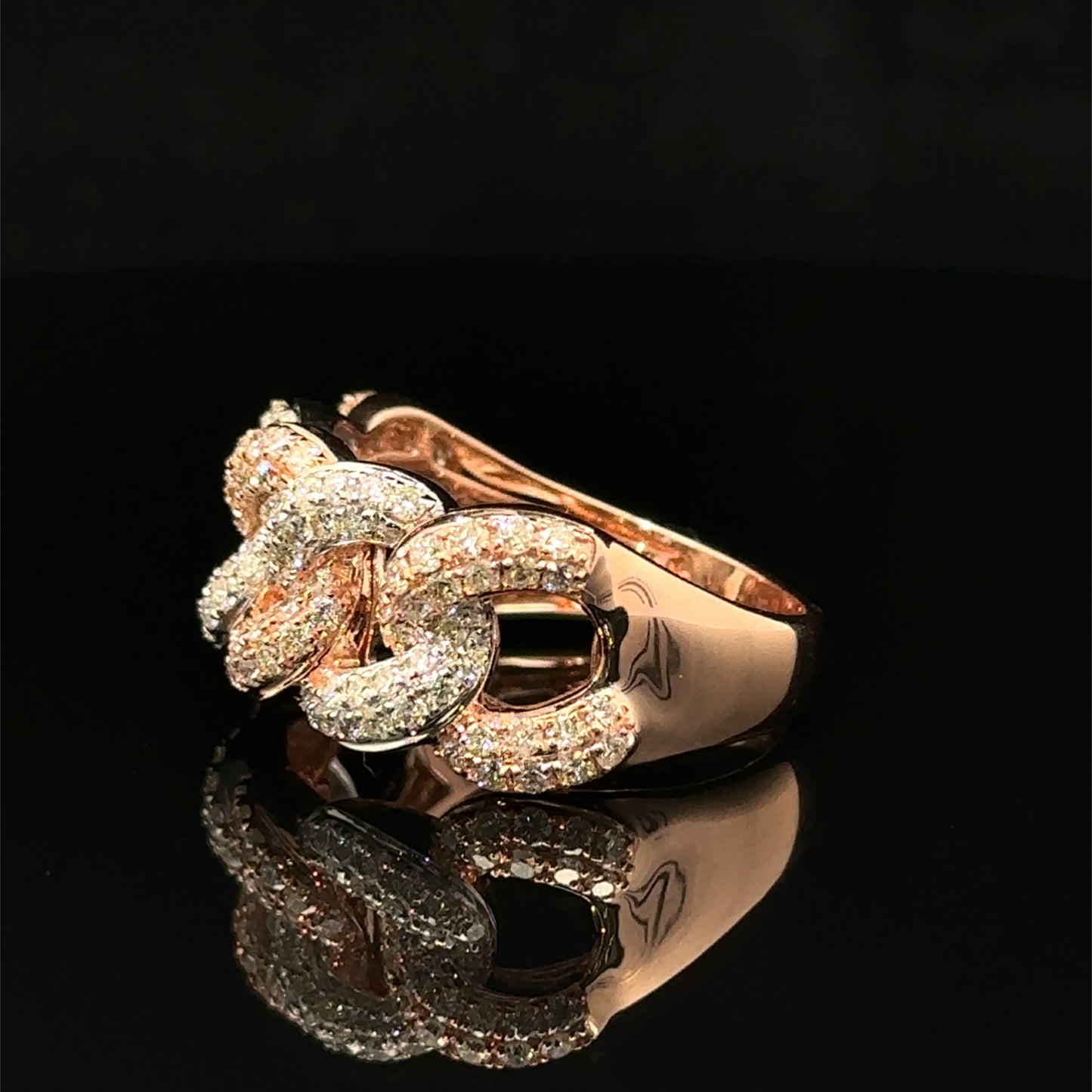 14k two-tone gold Cuban Ring
