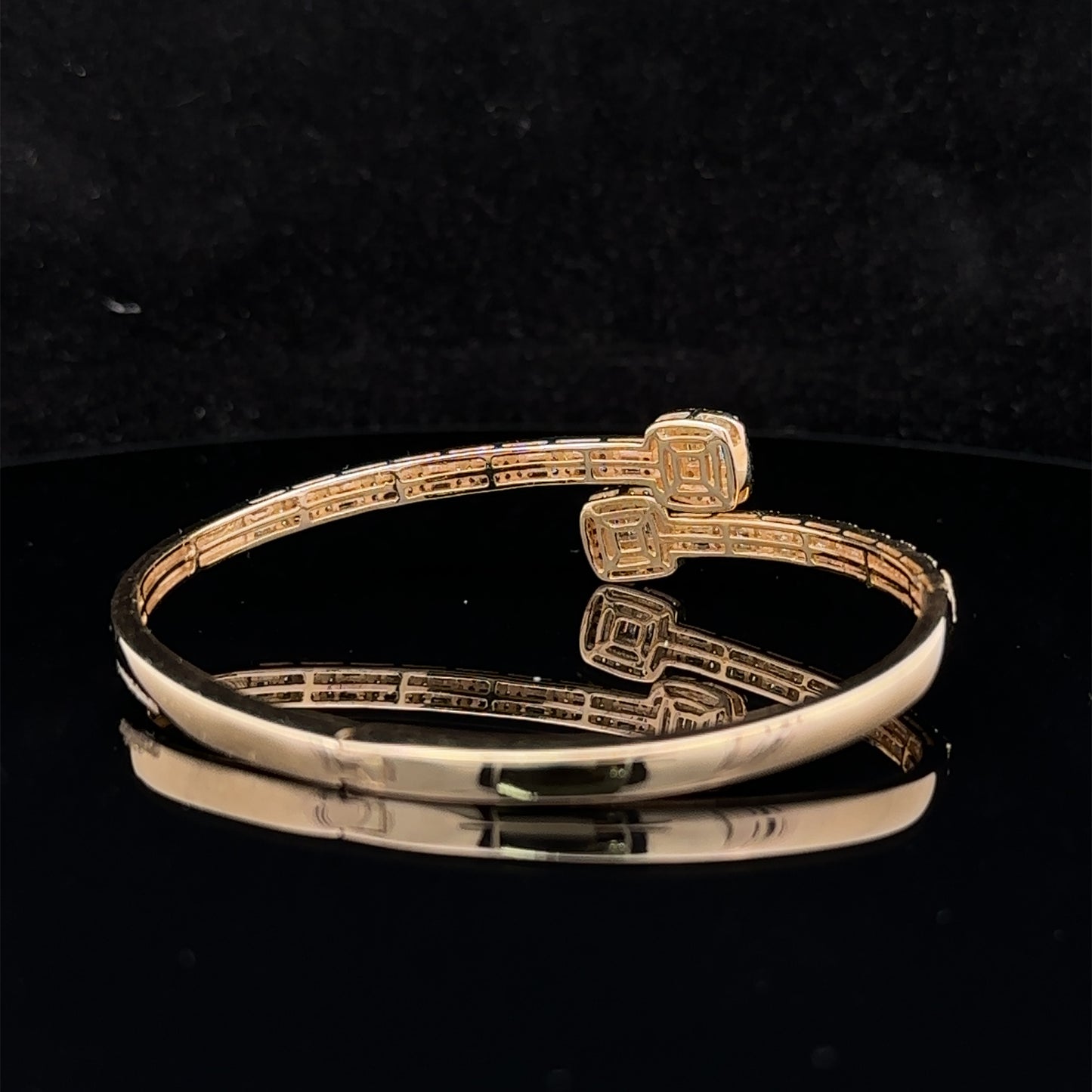 10k yellow gold and diamond twin square bangle