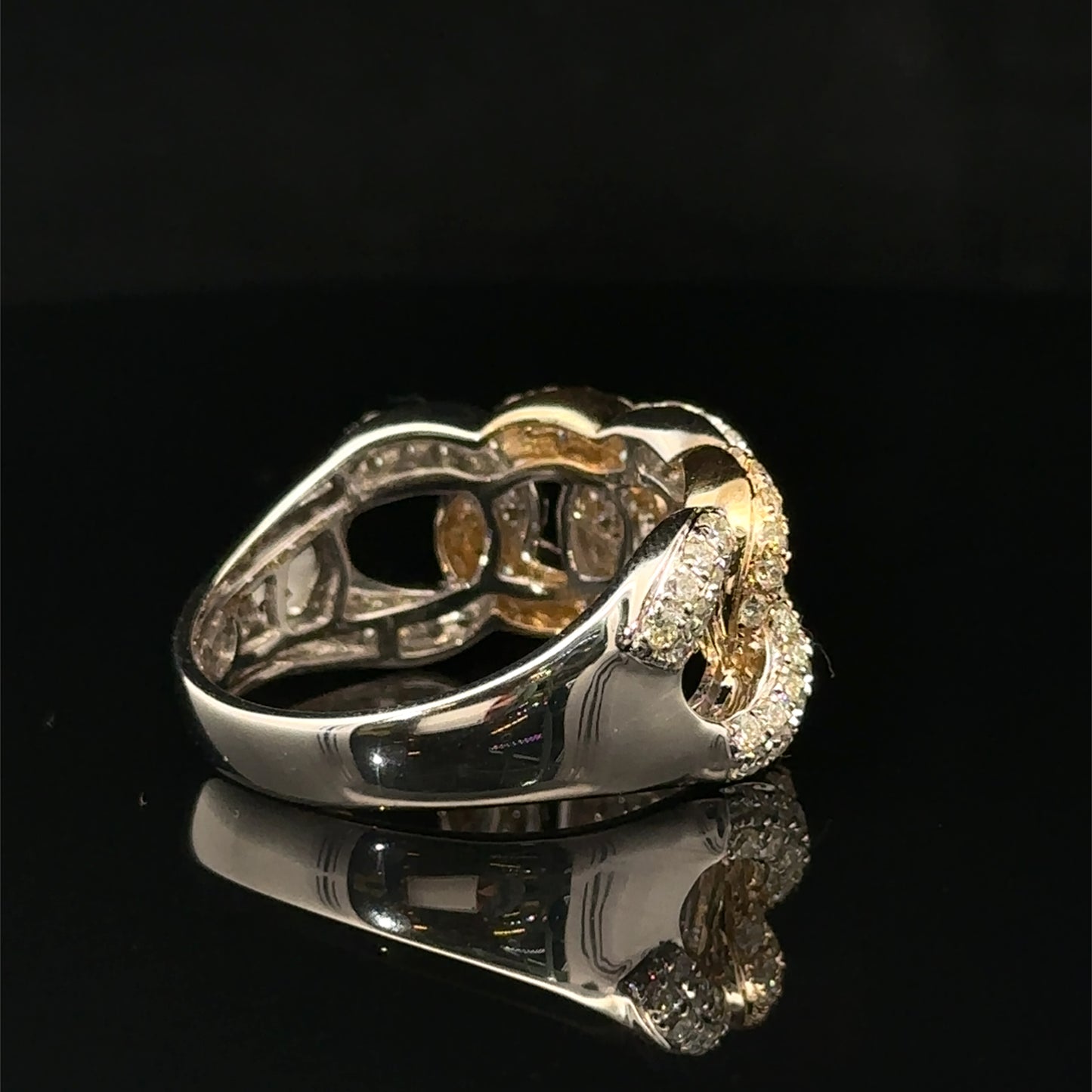 14k two-tone gold Cuban Ring