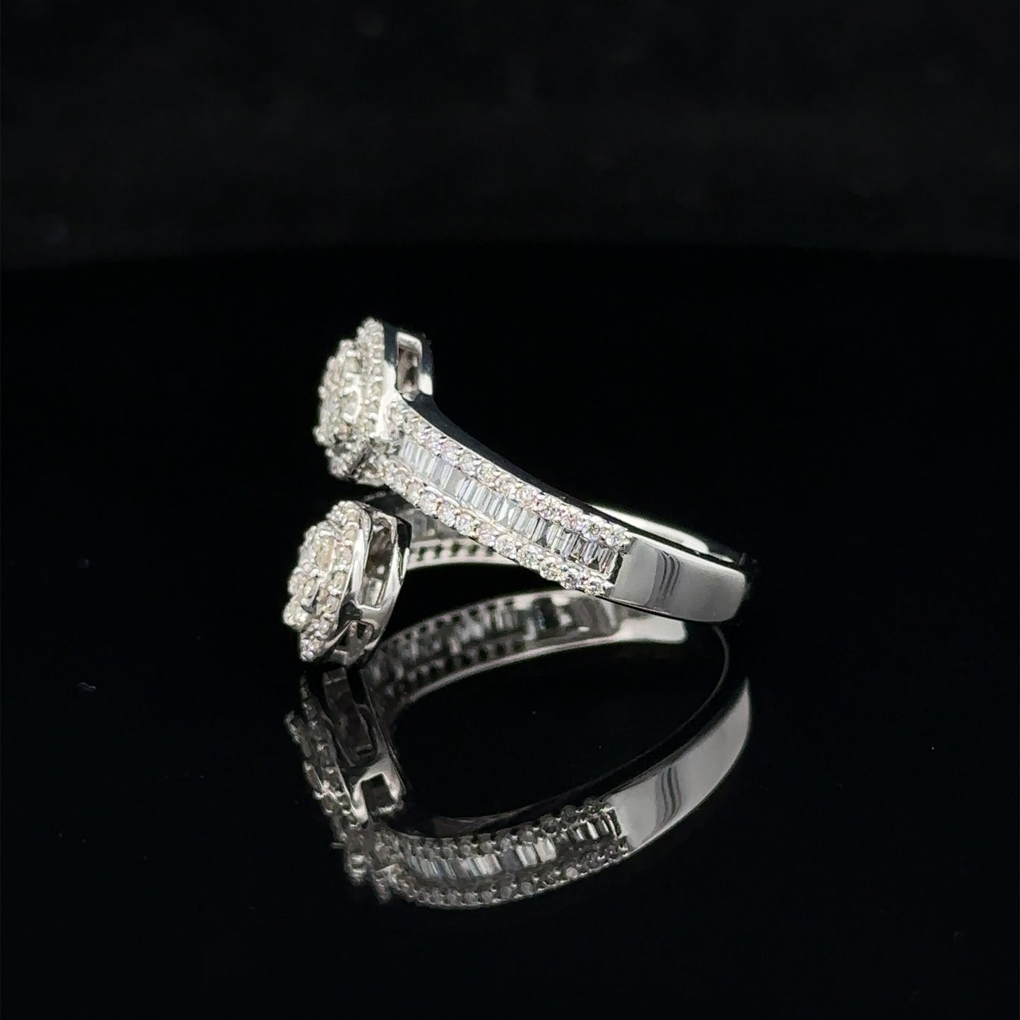 14k white gold and diamond Twin Pear shaped Ring